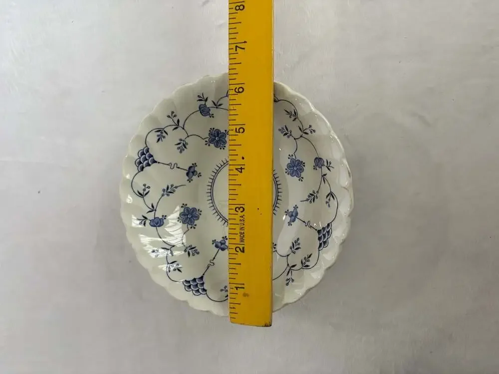 Myott Finlandia Fine Staffordshire Ware Blue and White Scalloped Bowls Set of 3